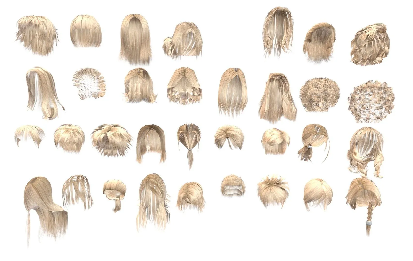 PBR Game 3D Models - Hair Collection
