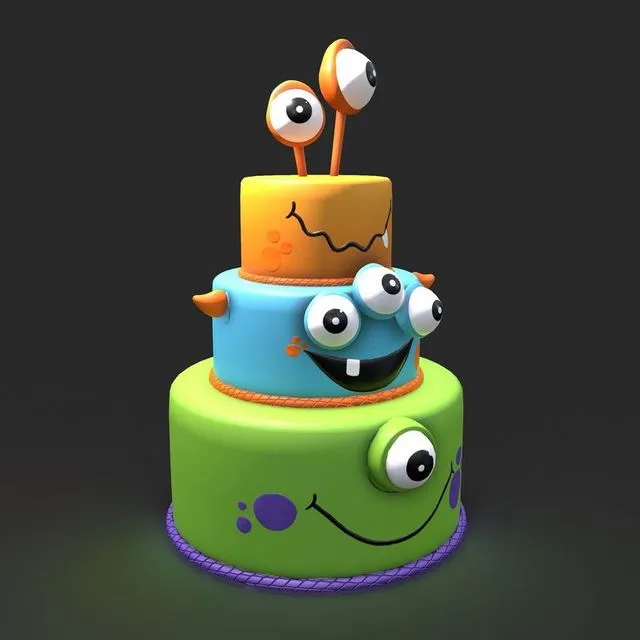 PBR Game 3D Models - Halloween Monster Cake