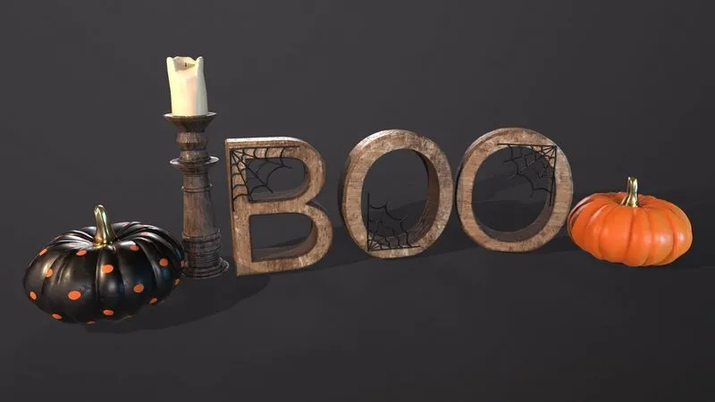 PBR Game 3D Models - Halloween props – Decoration set