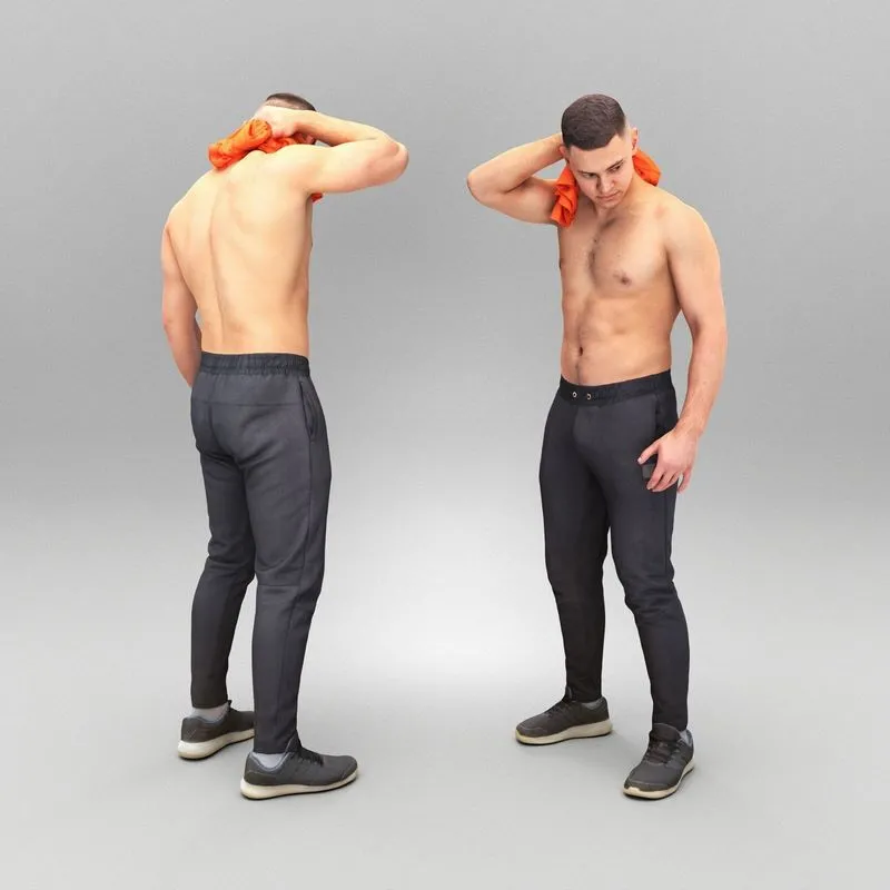PBR Game 3D Models - Handsome sporty man holding towel 377