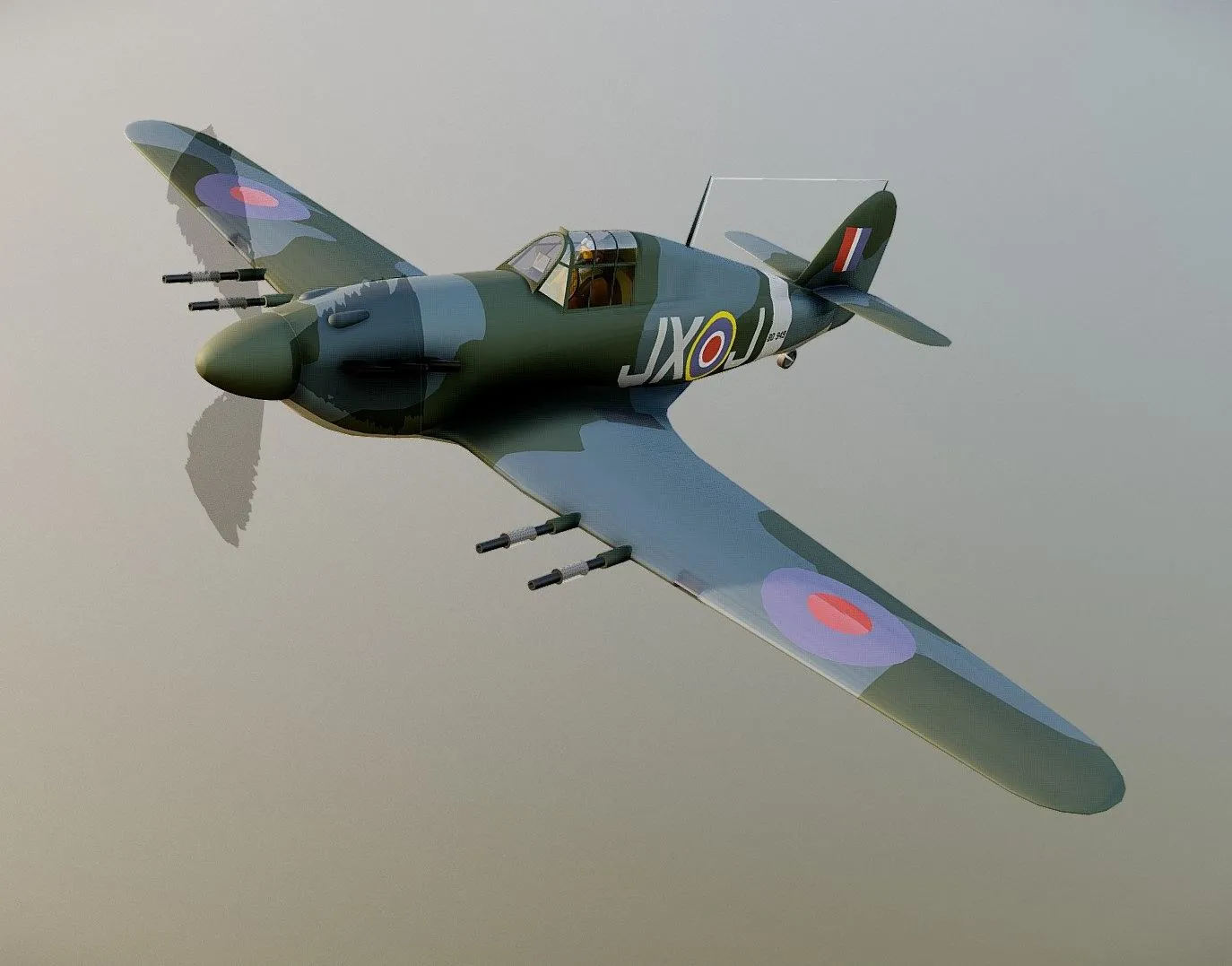 PBR Game 3D Models - Hawker Hurricane Mk Iic Jx J Bd949
