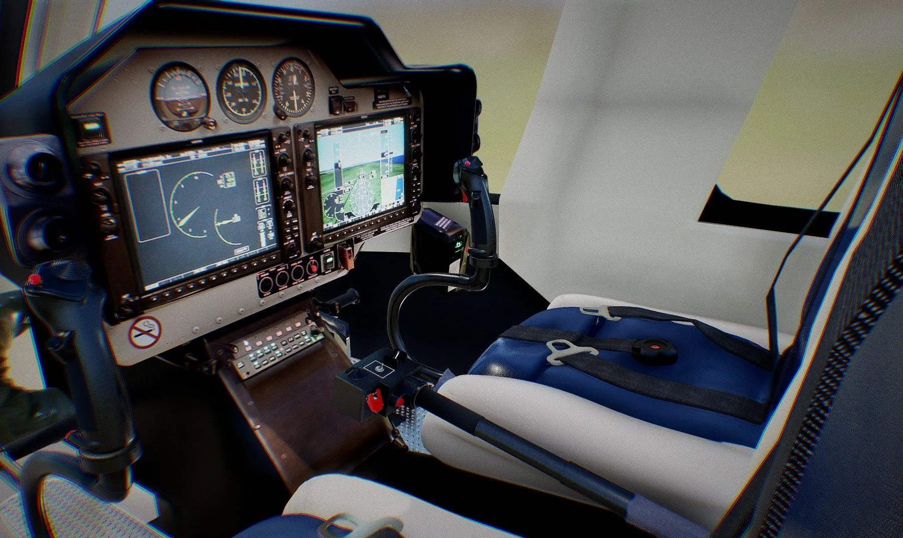 PBR Game 3D Models - Helicopter Cockpit Bell 407