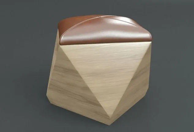 PBR Game 3D Models - Hexagon Wood Ottoman-Chair