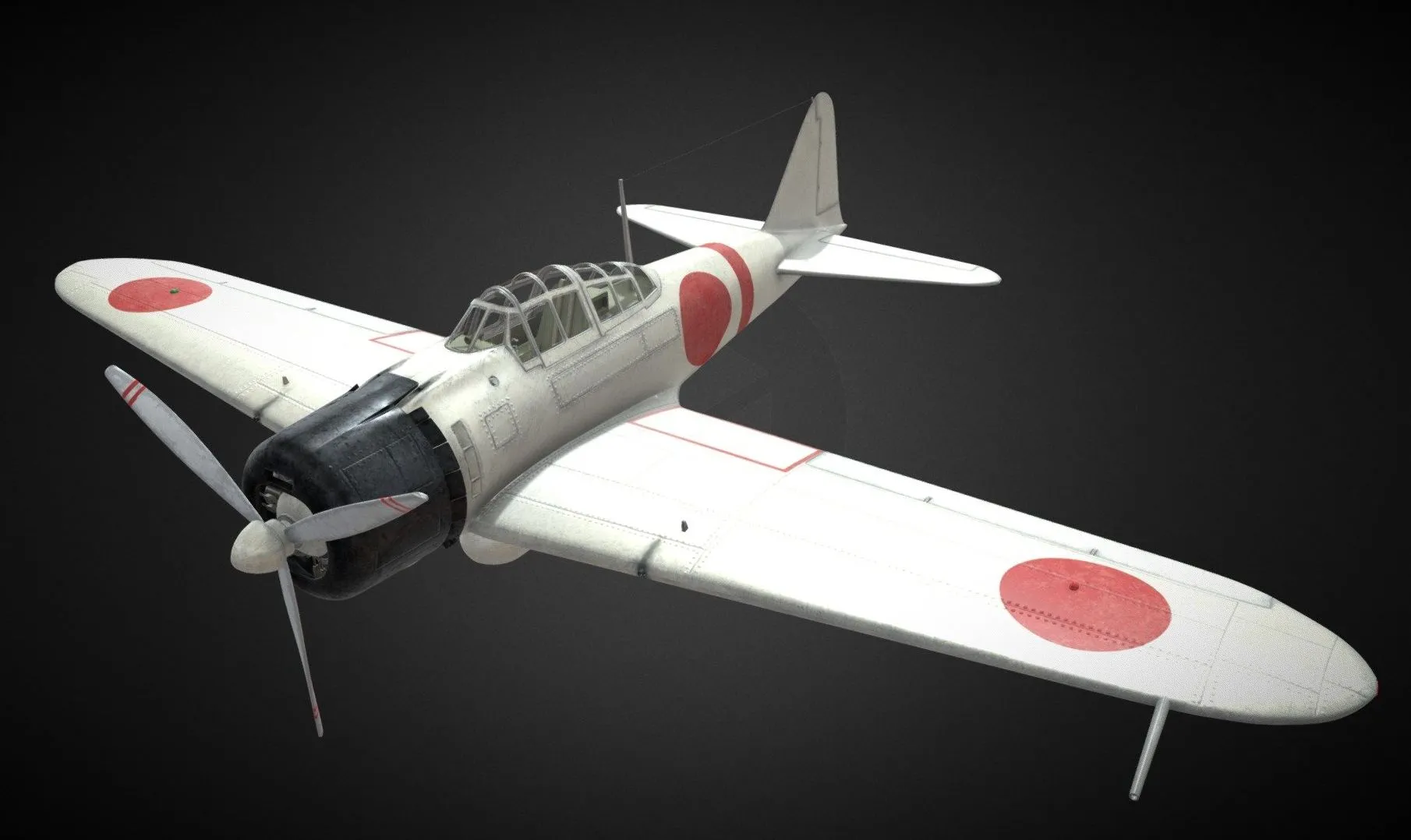 PBR Game 3D Models - Highpoly Mitsubishi A6m Zero