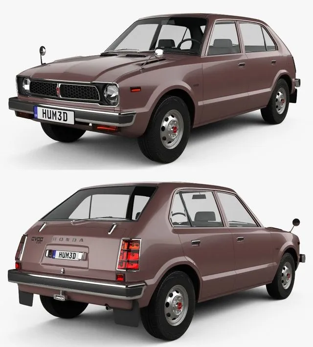 PBR Game 3D Models - Honda Civic 4-door 1976