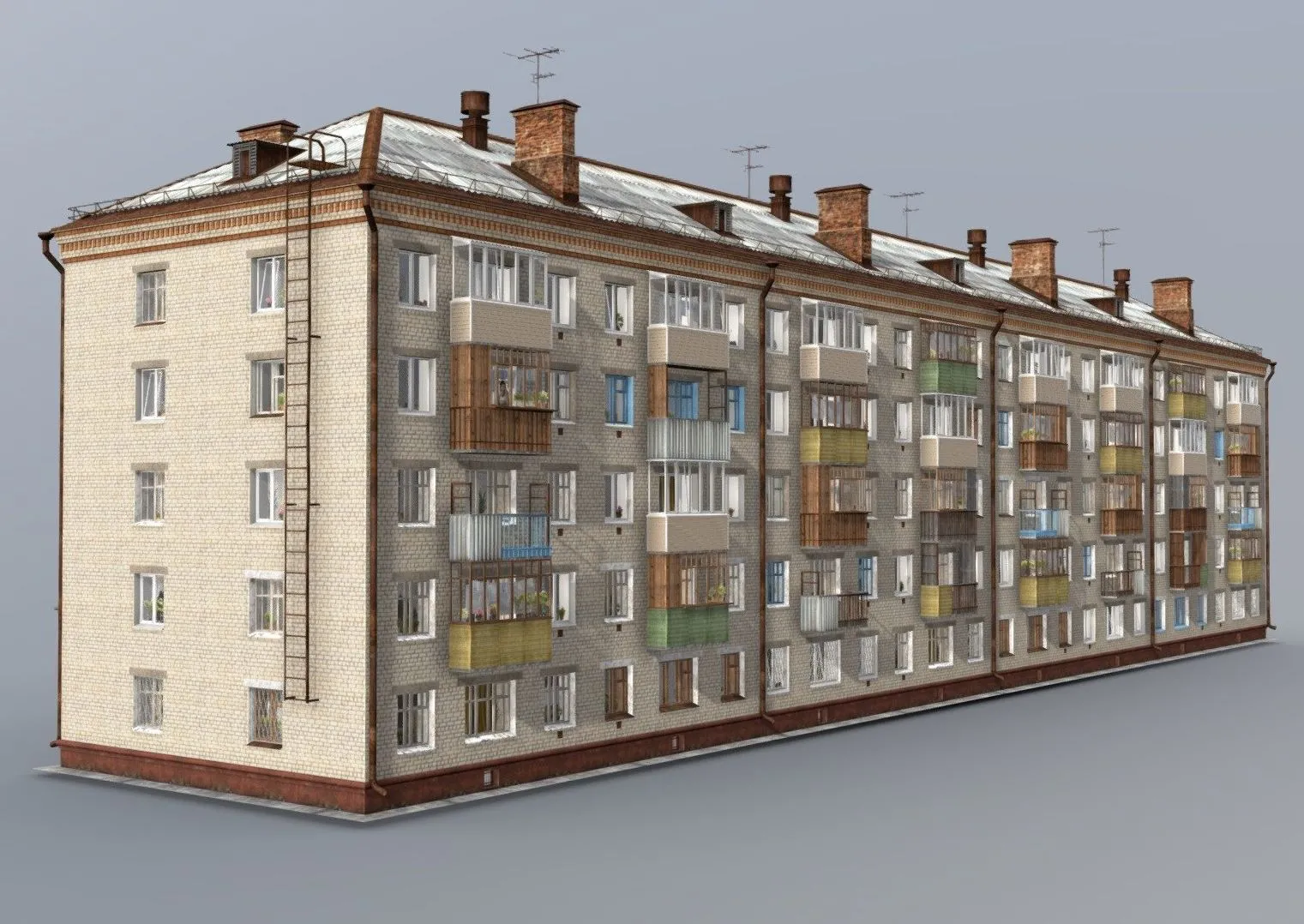 PBR Game 3D Models - House 1 447 Khrushchev