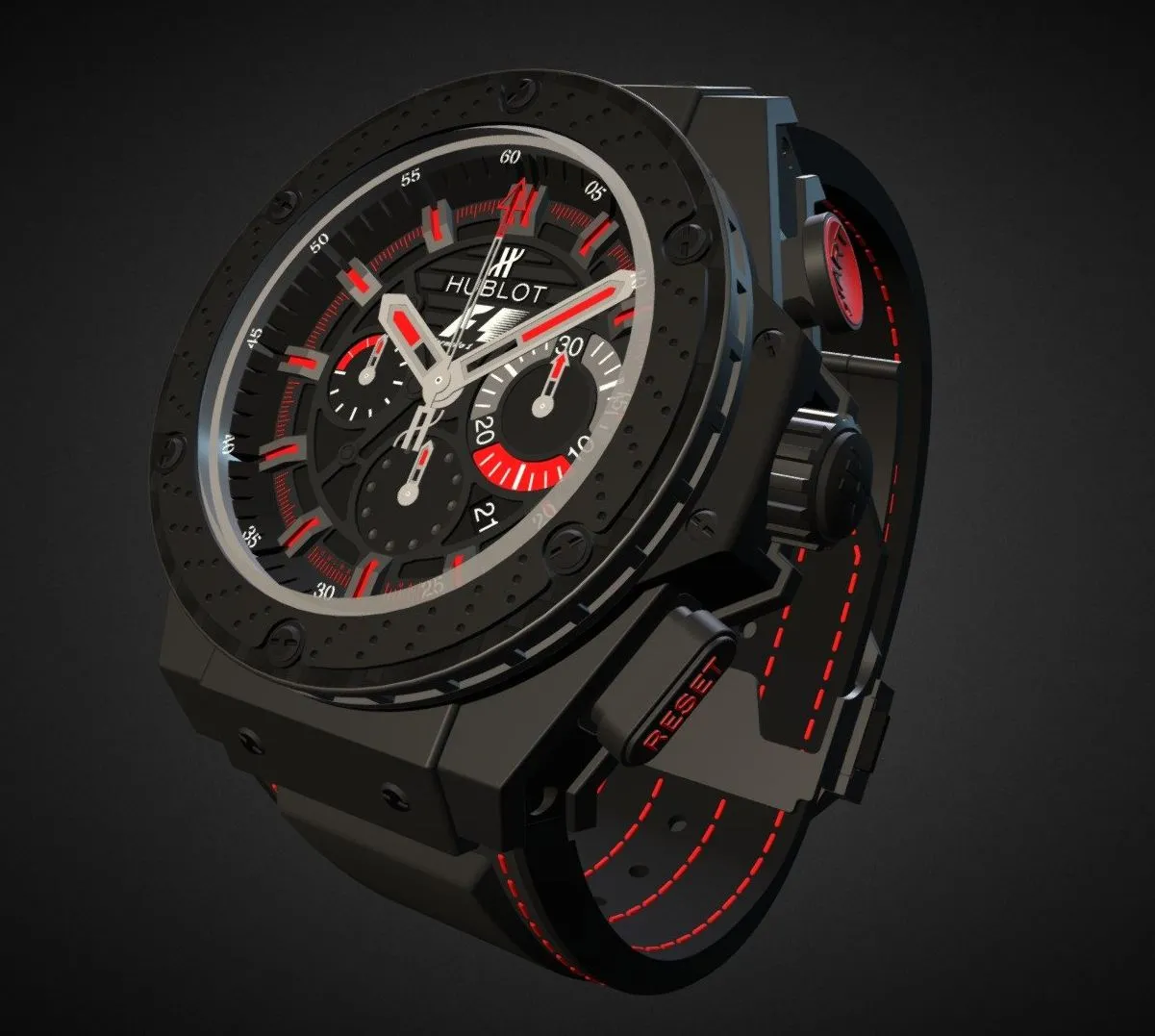 PBR Game 3D Models - Hublot King Power F1 Watch