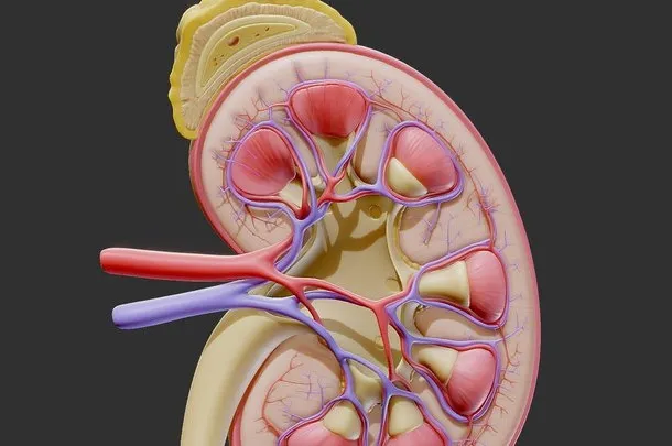 PBR Game 3D Models - Human Kidney Anatomy Cross Section