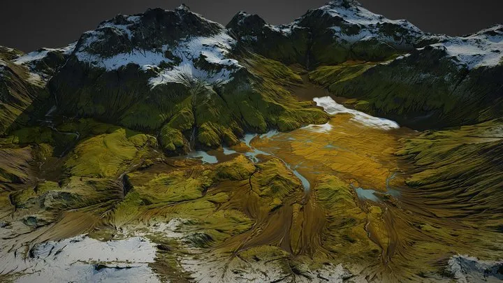 PBR Game 3D Models - Iceland Landscape (World Machine)