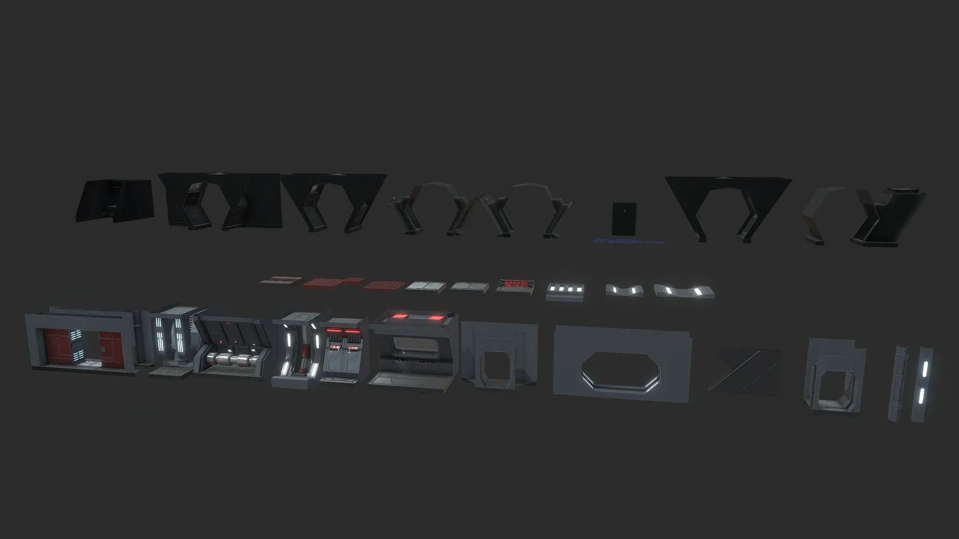 PBR Game 3D Models - Imperial First Order Corridor Asset Pack 2