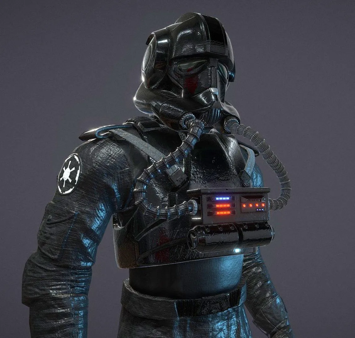 PBR Game 3D Models - Imperial V Wing Pilot