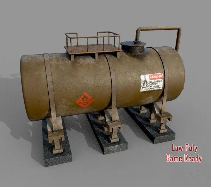 PBR Game 3D Models - Industrial Green Tank