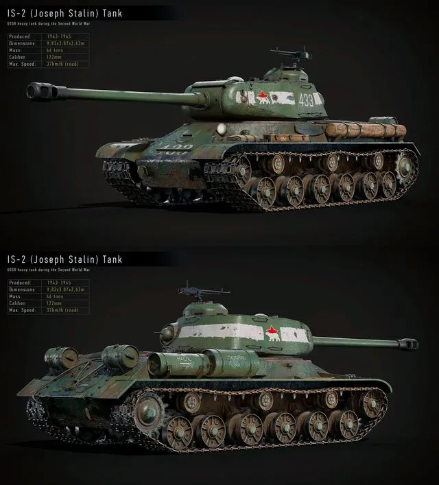 PBR Game 3D Models - IS-2 Tank