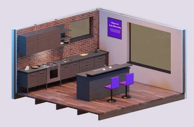 PBR Game 3D Models - Isometric Kitchen 01