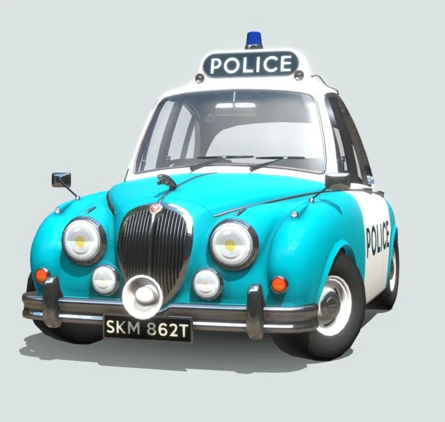 PBR Game 3D Models - Jaguar Mk2 Police Cartoon Stylized