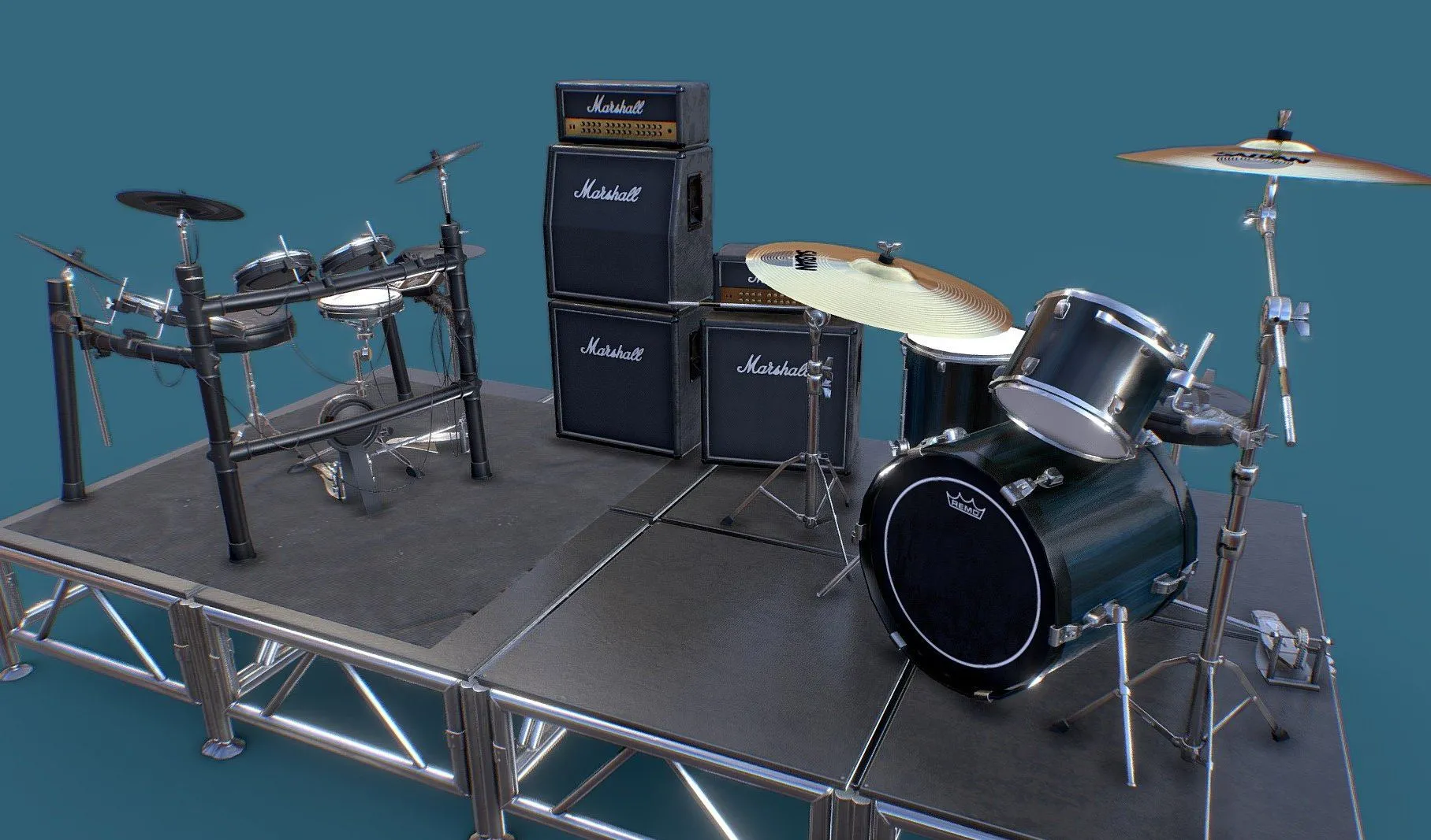 PBR Game 3D Models - Just A Couple Of Drum Kits