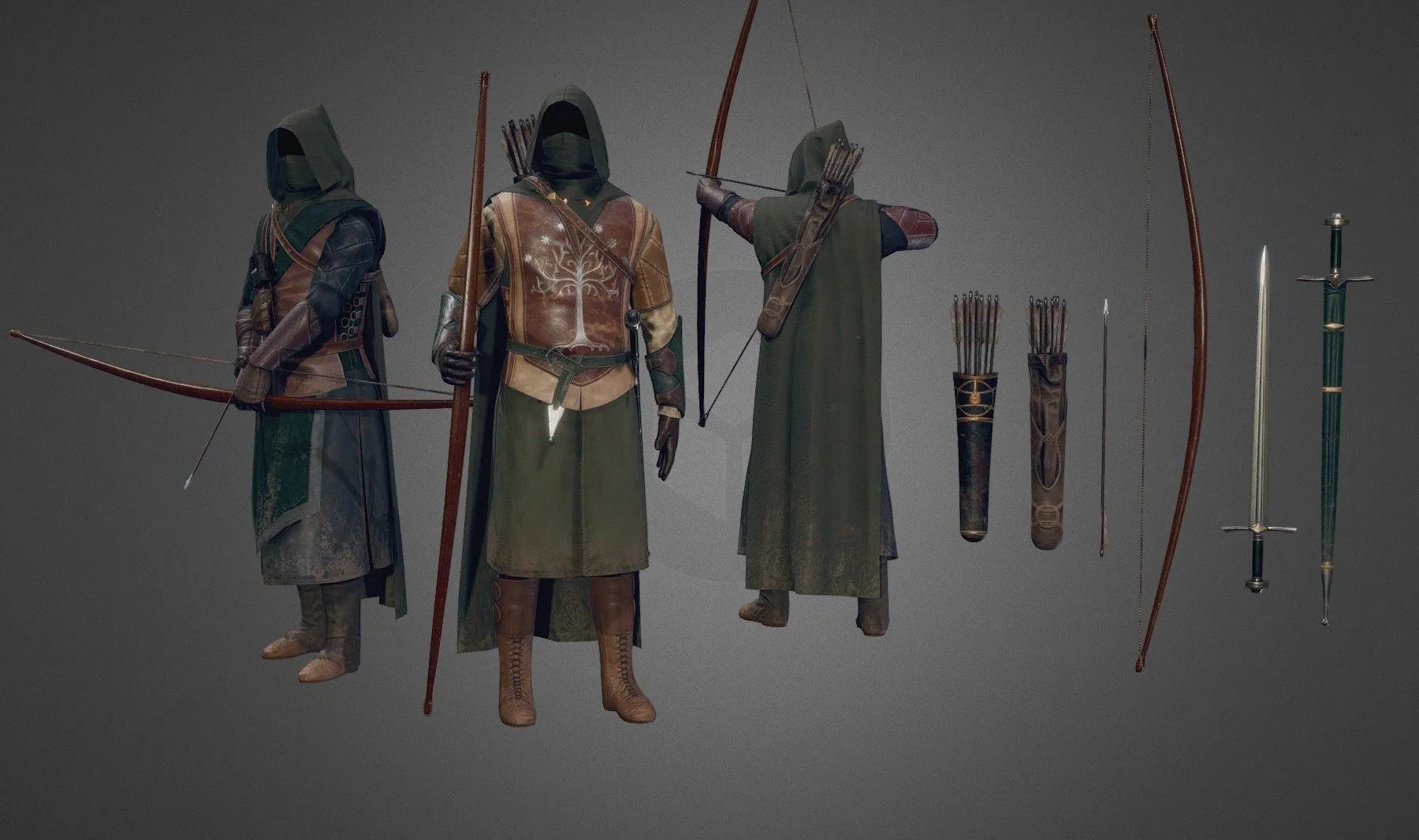 PBR Game 3D Models - Kingdoms Of Arda Ithilien Rangers