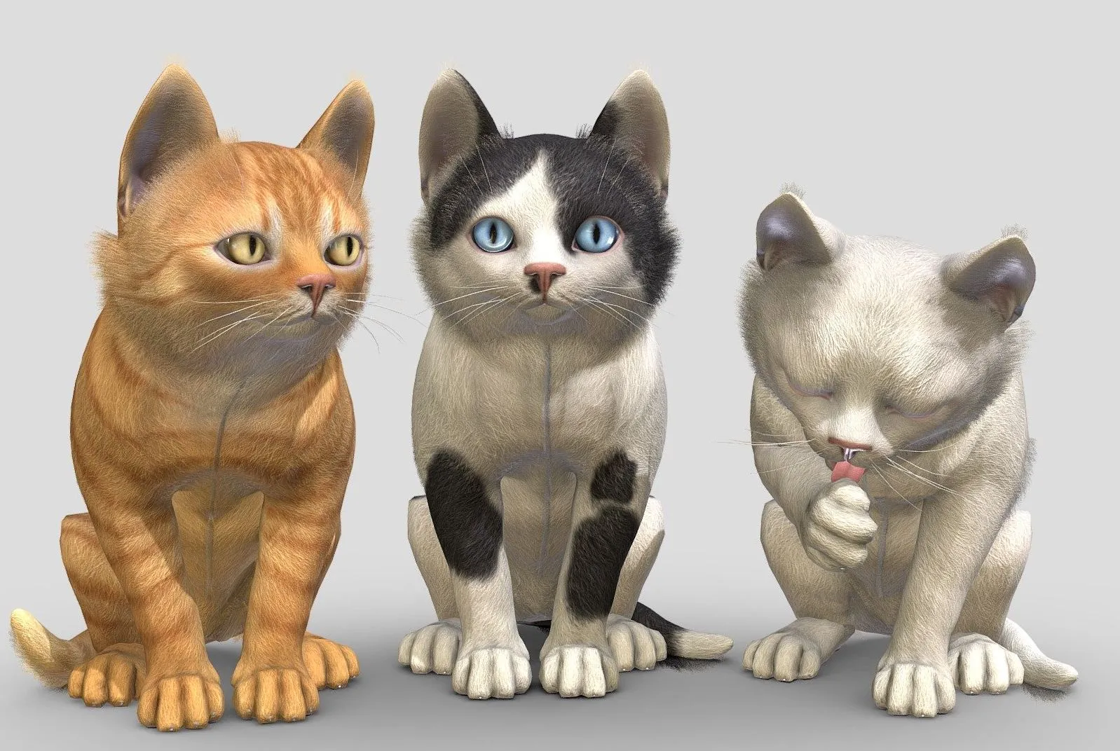 PBR Game 3D Models - Kittens Simple Pack