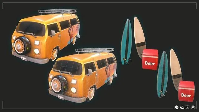PBR Game 3D Models - Kombi Beach