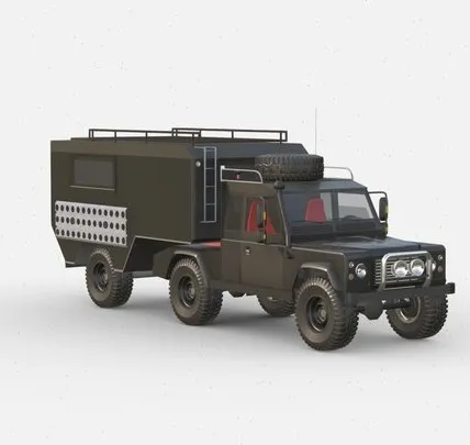 PBR Game 3D Models - Land Rover Defender 5Th Wheel Camper