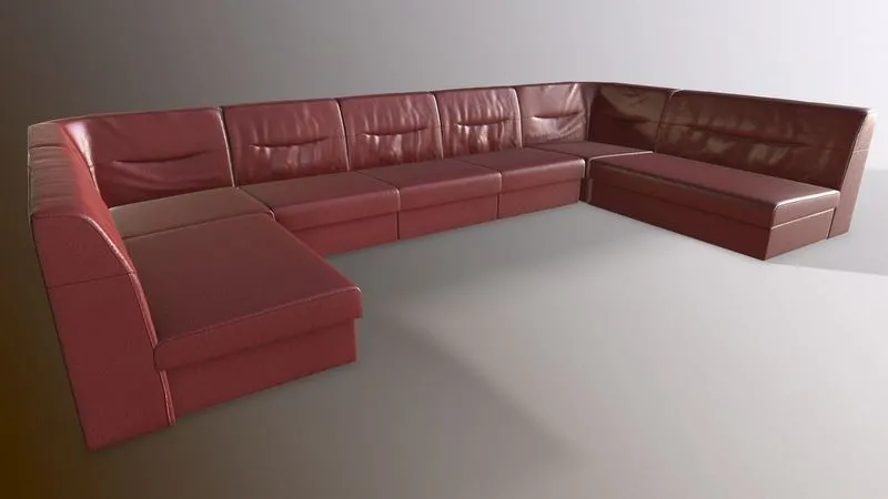 PBR Game 3D Models - Large leather sofa