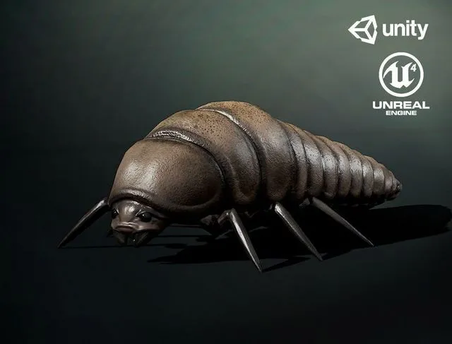 PBR Game 3D Models - Larva insect1