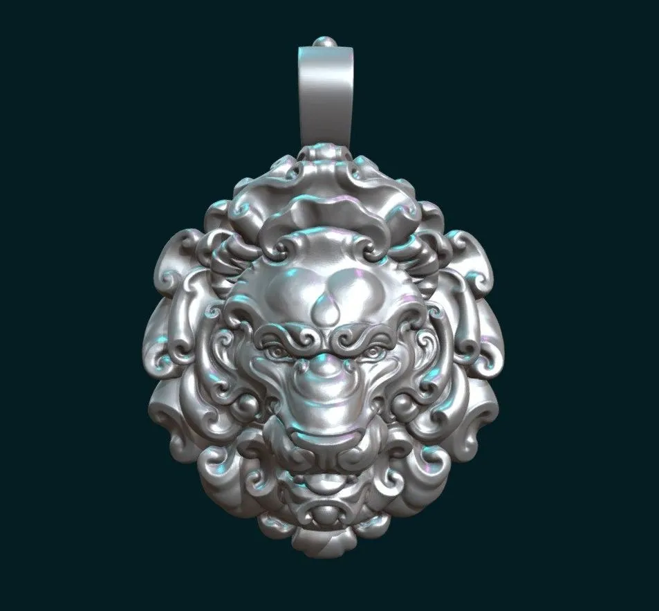 PBR Game 3D Models - Lion Head Pendant Ii