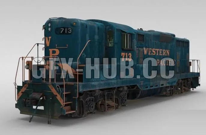 PBR Game 3D Models - Locomotive western pacific