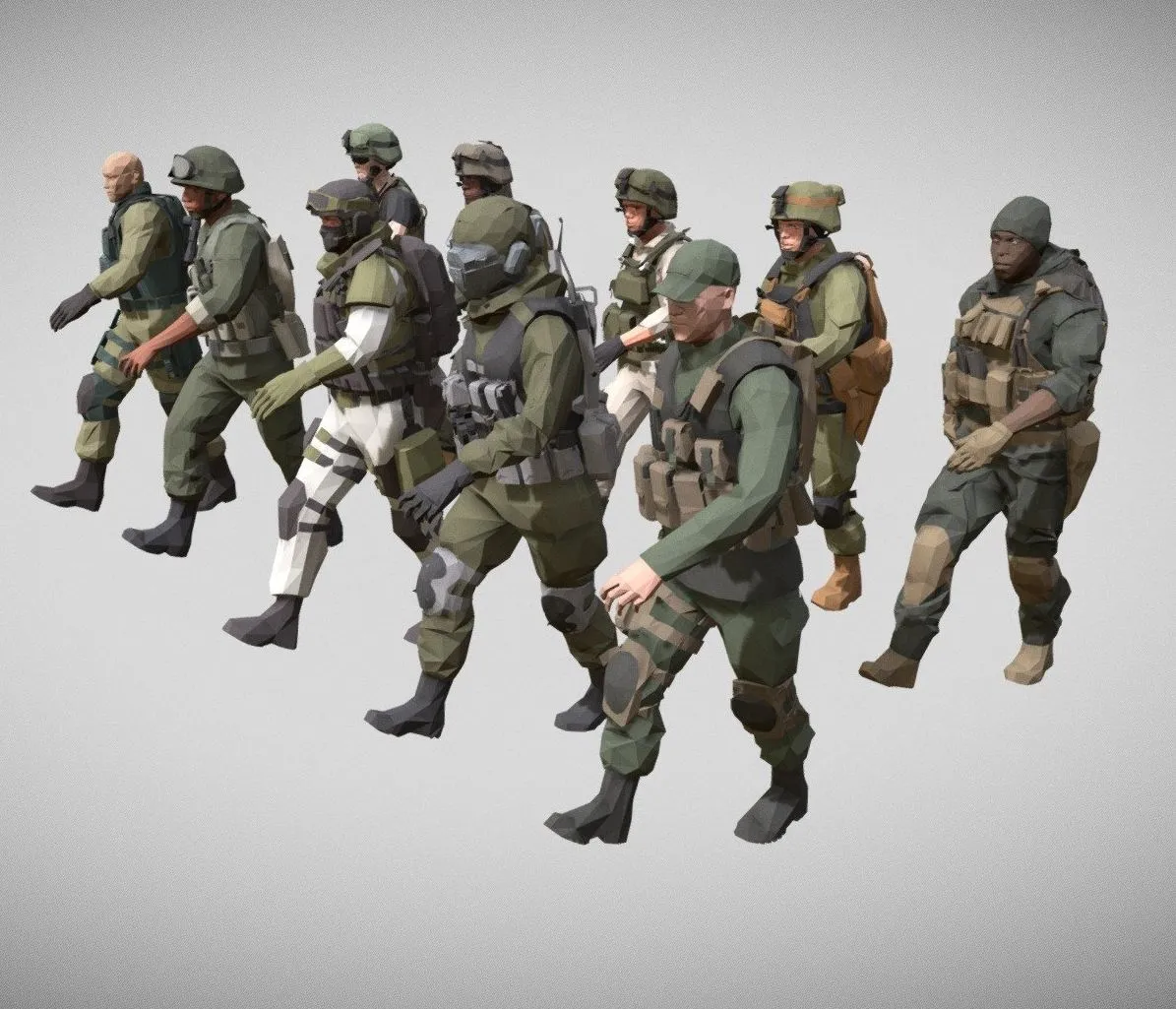 PBR Game 3D Models - Low Poly Army Man Character Pack Animated