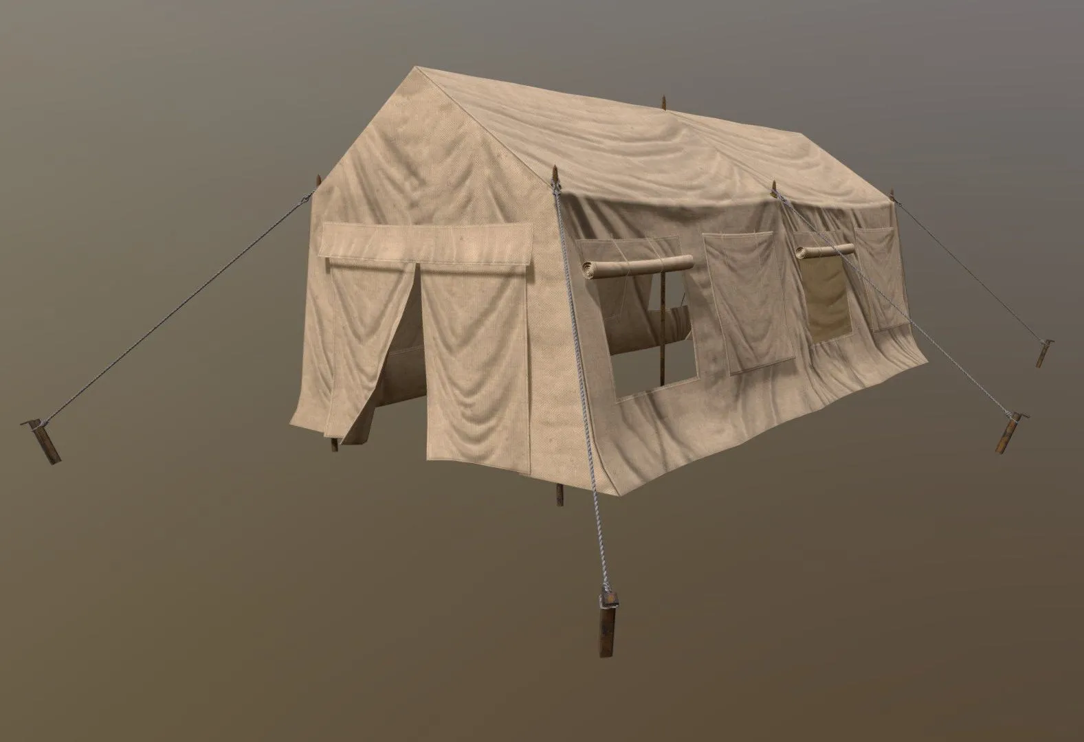 PBR Game 3D Models - Low Poly Military Tent 03