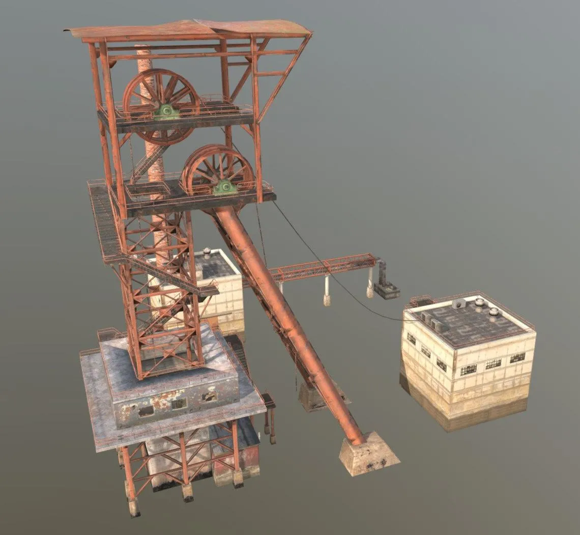 PBR Game 3D Models - Low Poly Mining Tower