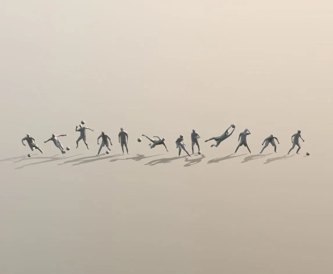 PBR Game 3D Models - Low Poly Soccer Player Pack