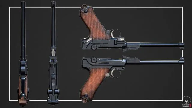 PBR Game 3D Models - Luger P08 Pistol