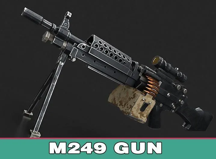 PBR Game 3D Models - M249 machine gun