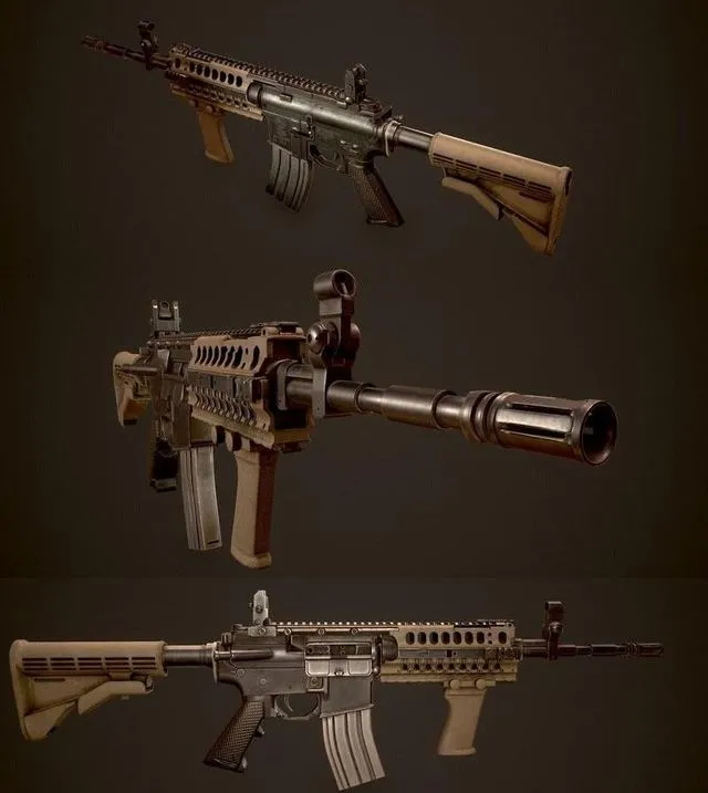 PBR Game 3D Models - M4 Assault Rifle