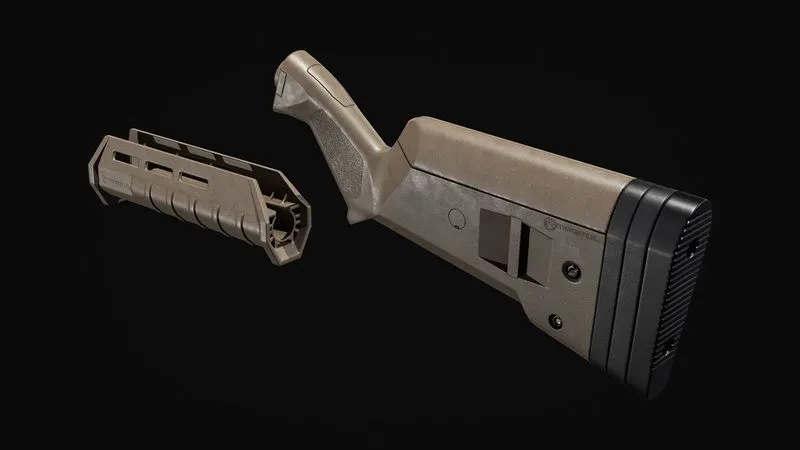 PBR Game 3D Models - Magpul Stock and Forend for Remington 870