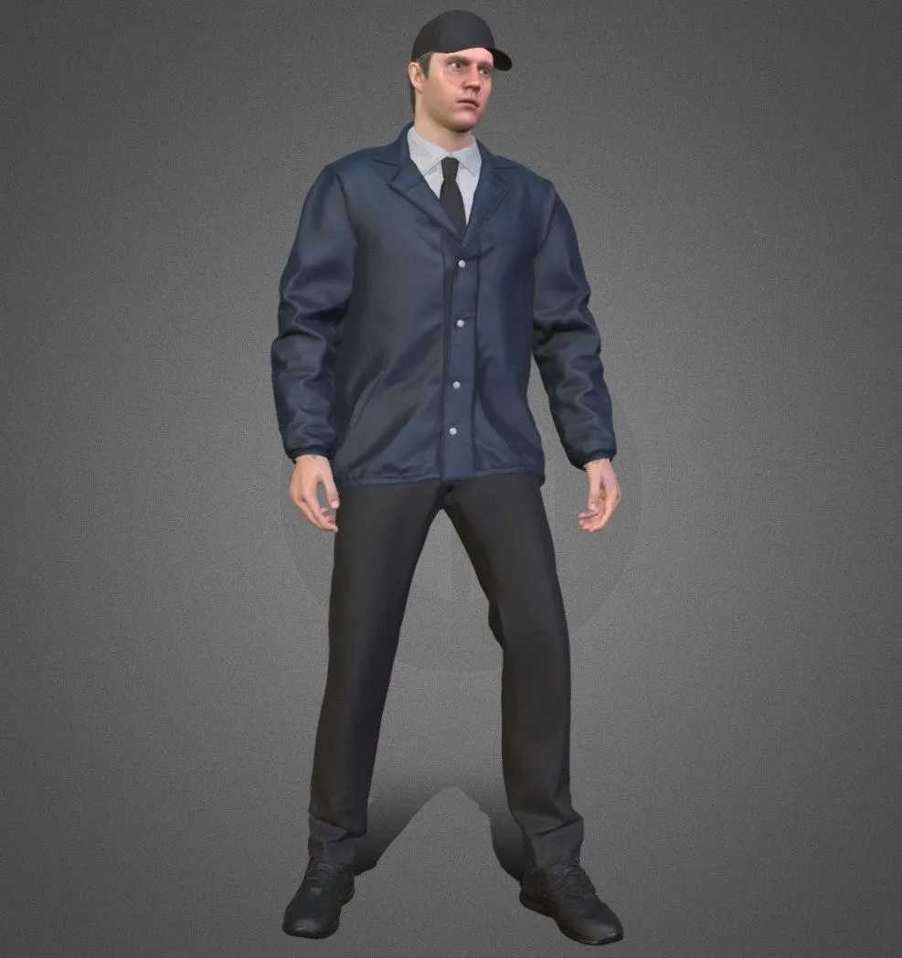 PBR Game 3D Models - Man Agent Outfit Rigged