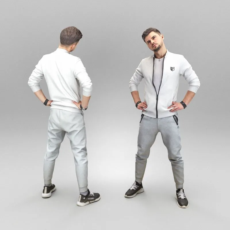 PBR Game 3D Models - Man in tracksuit doing exercise 371
