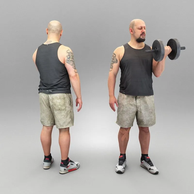 PBR Game 3D Models - Man with dumbbell 368
