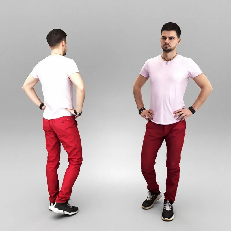 PBR Game 3D Models - Man with hands on waist 382