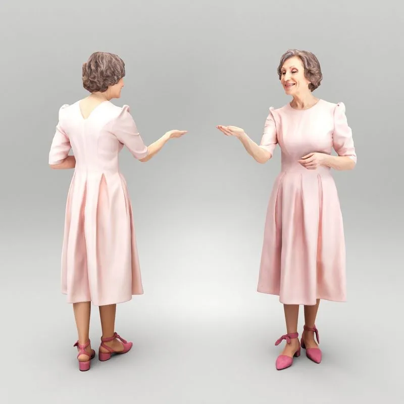 PBR Game 3D Models - Mature woman in elegant dress 398