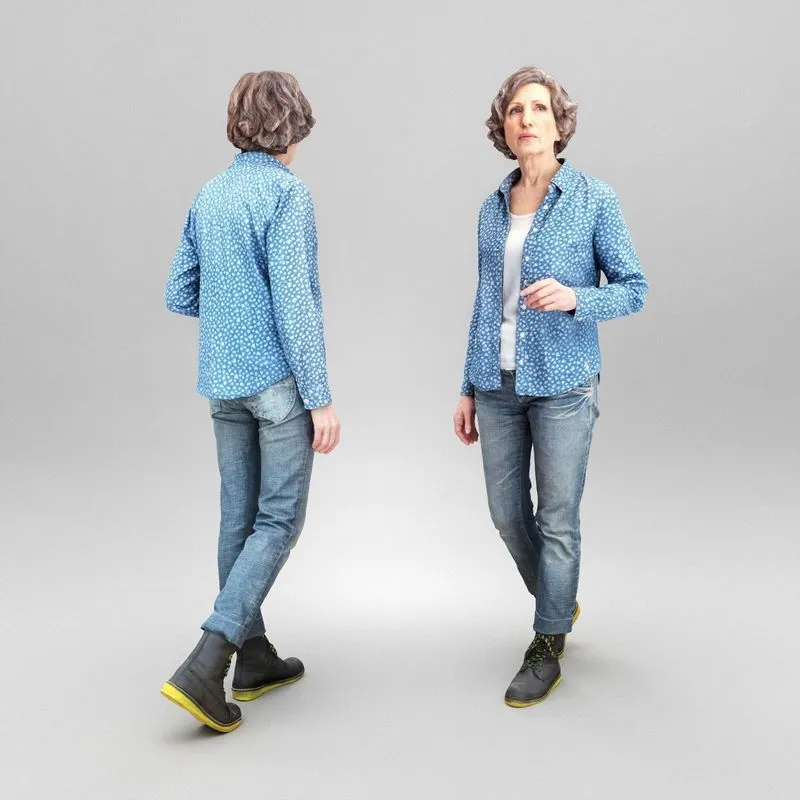 PBR Game 3D Models - Mature woman walking 329