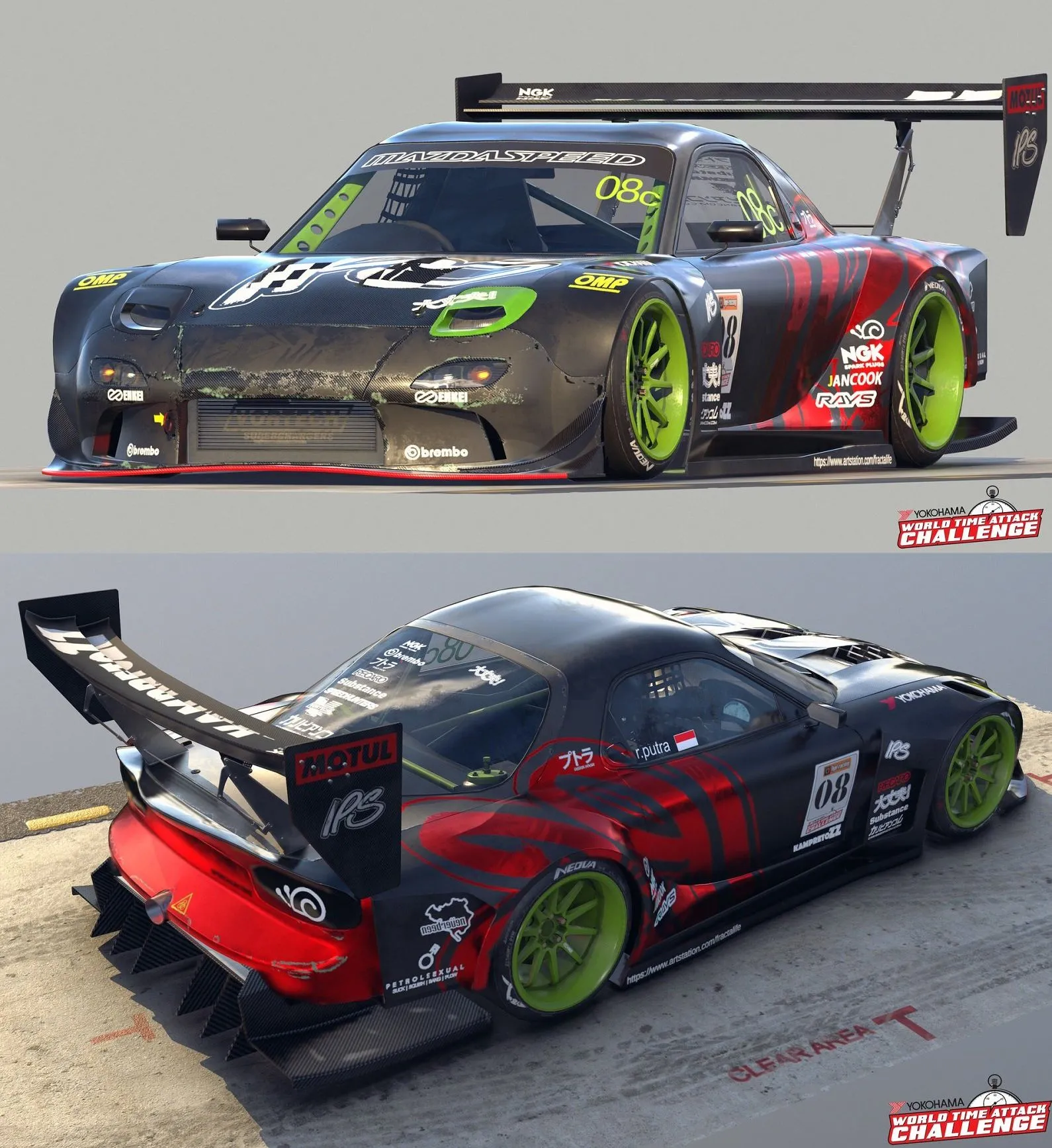 PBR Game 3D Models - Mazda RX-7 FD3S Time Attack
