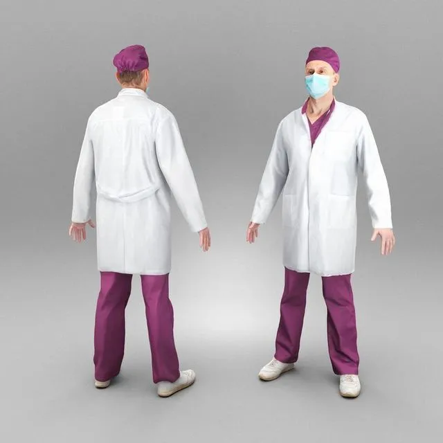 PBR Game 3D Models - Medical doctor ready for rigging 391