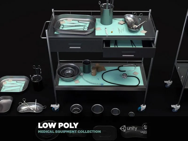 PBR Game 3D Models - Medical Equipment Collection – Supply Cart