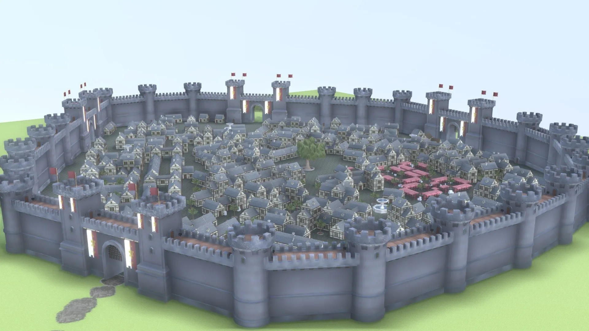 PBR Game 3D Models - Medieval Modular City Realistic Wip
