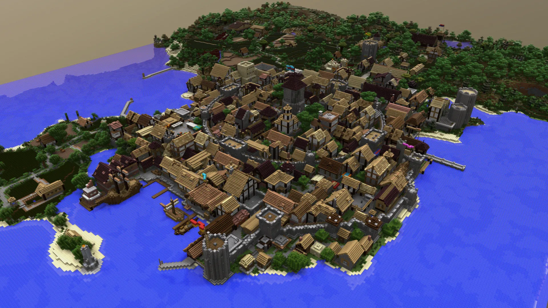 PBR Game 3D Models – Medieval Port City