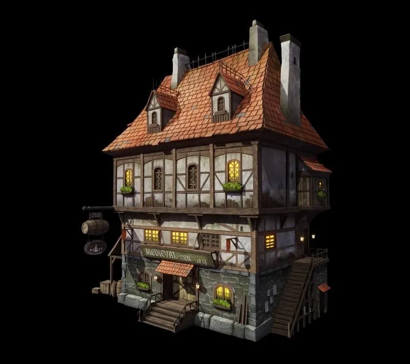 PBR Game 3D Models - Medieval pub
