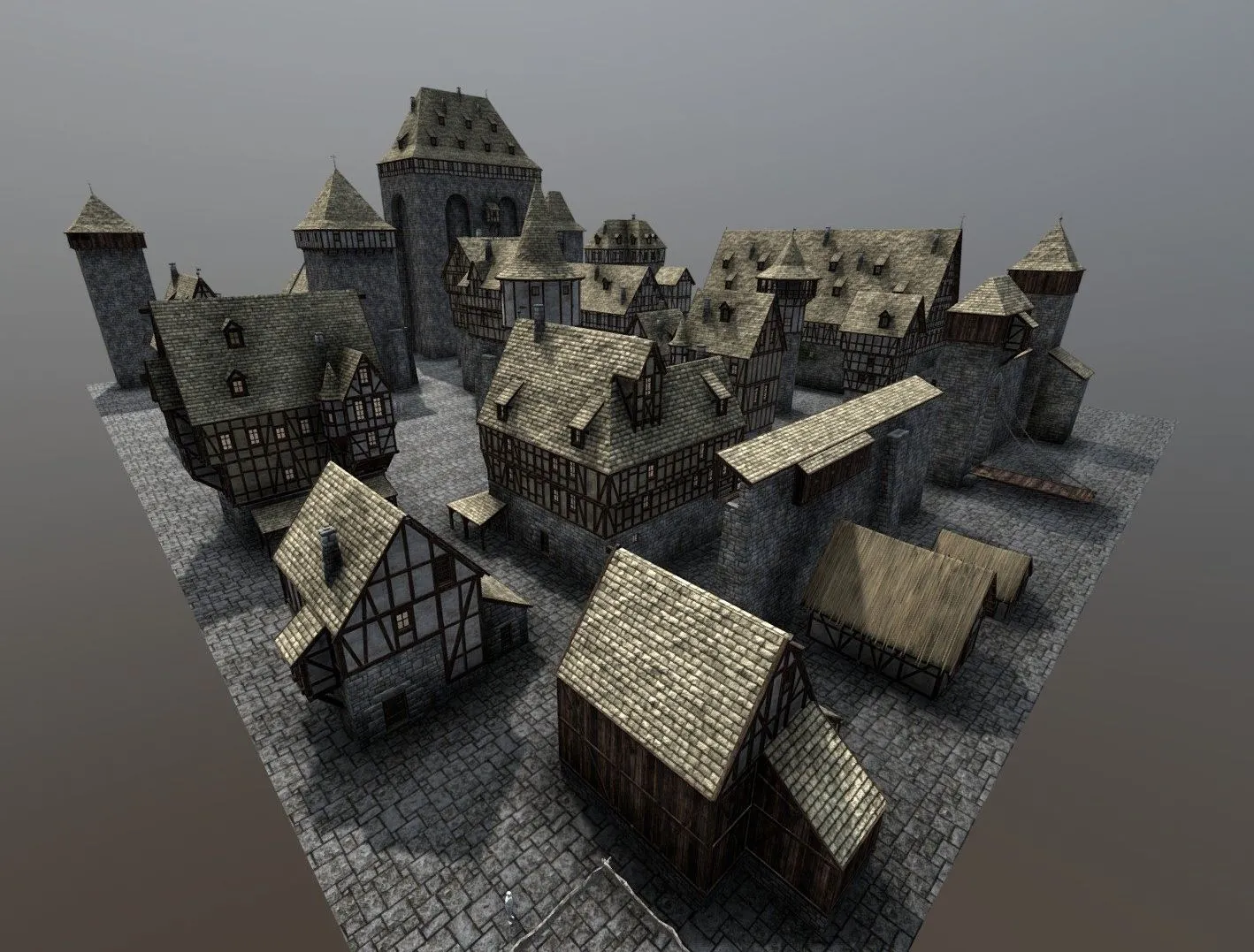 PBR Game 3D Models - Medieval Town Kitbash