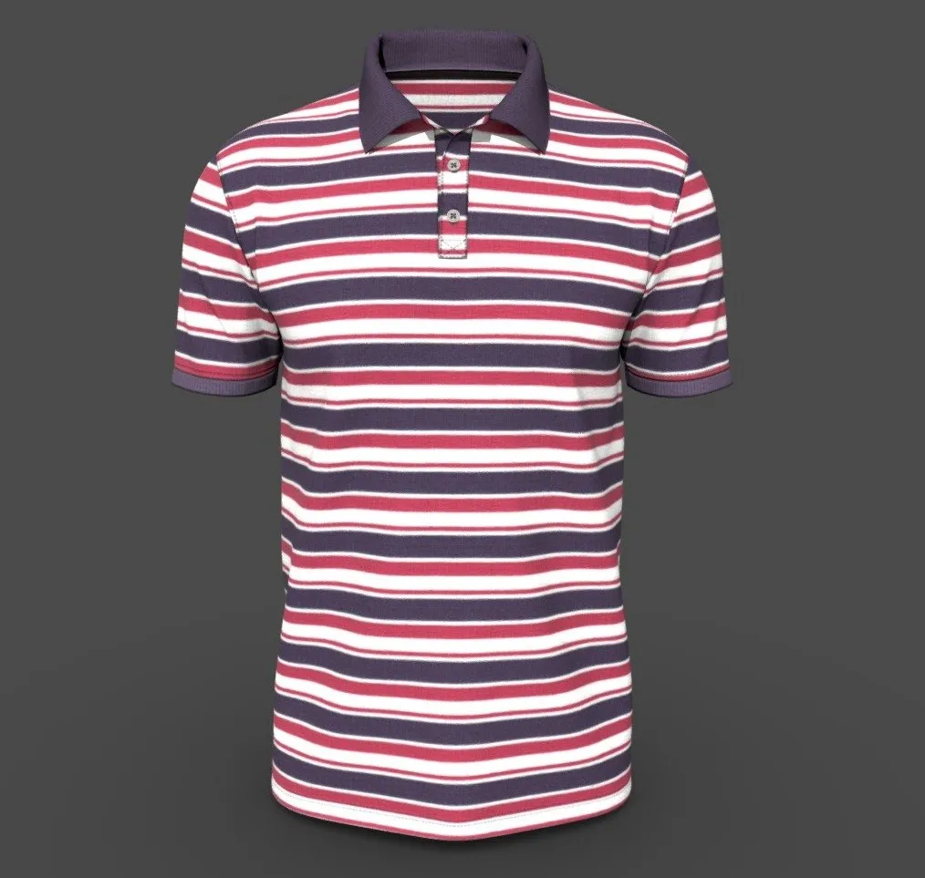 PBR Game 3D Models - Men Classic Strip Polo Shirt